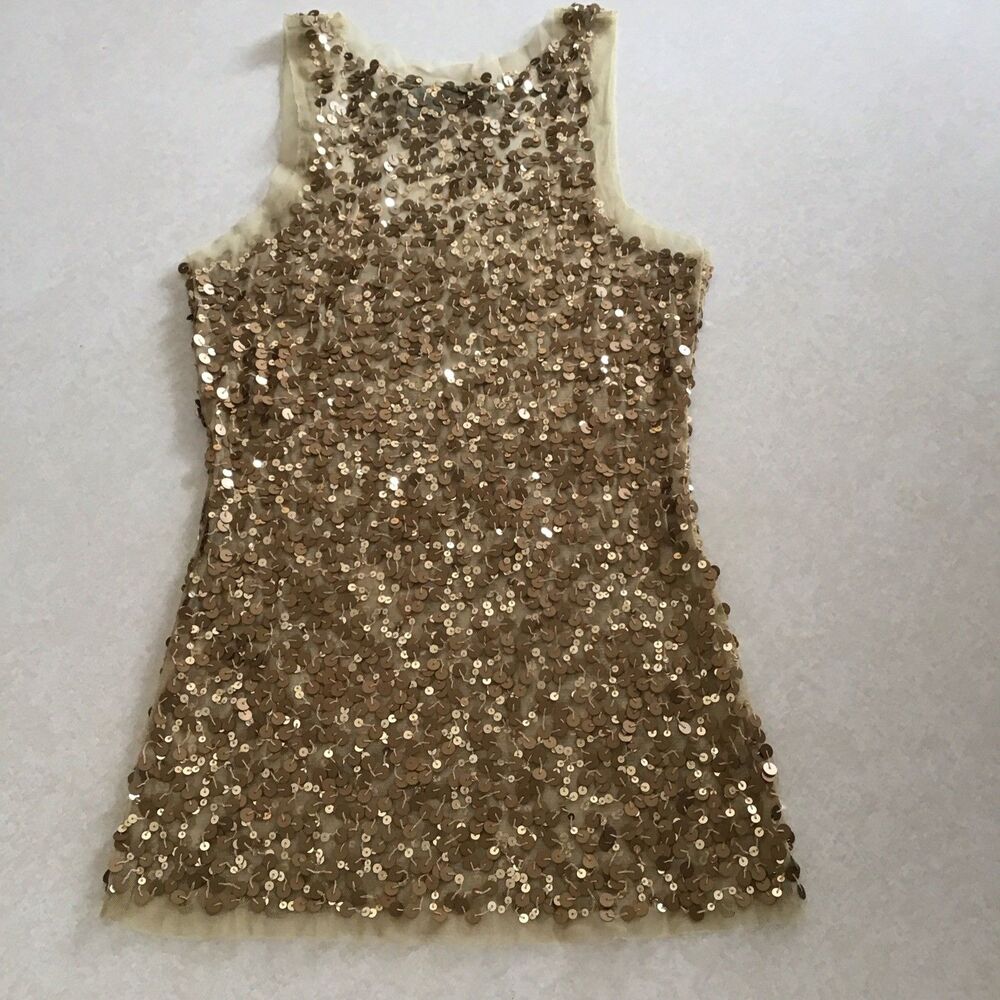 Vanity Womens Mesh Sequin Gold Fairy Grunge Festival Cami Size S Preppy Y2K - Picture 7 of 7